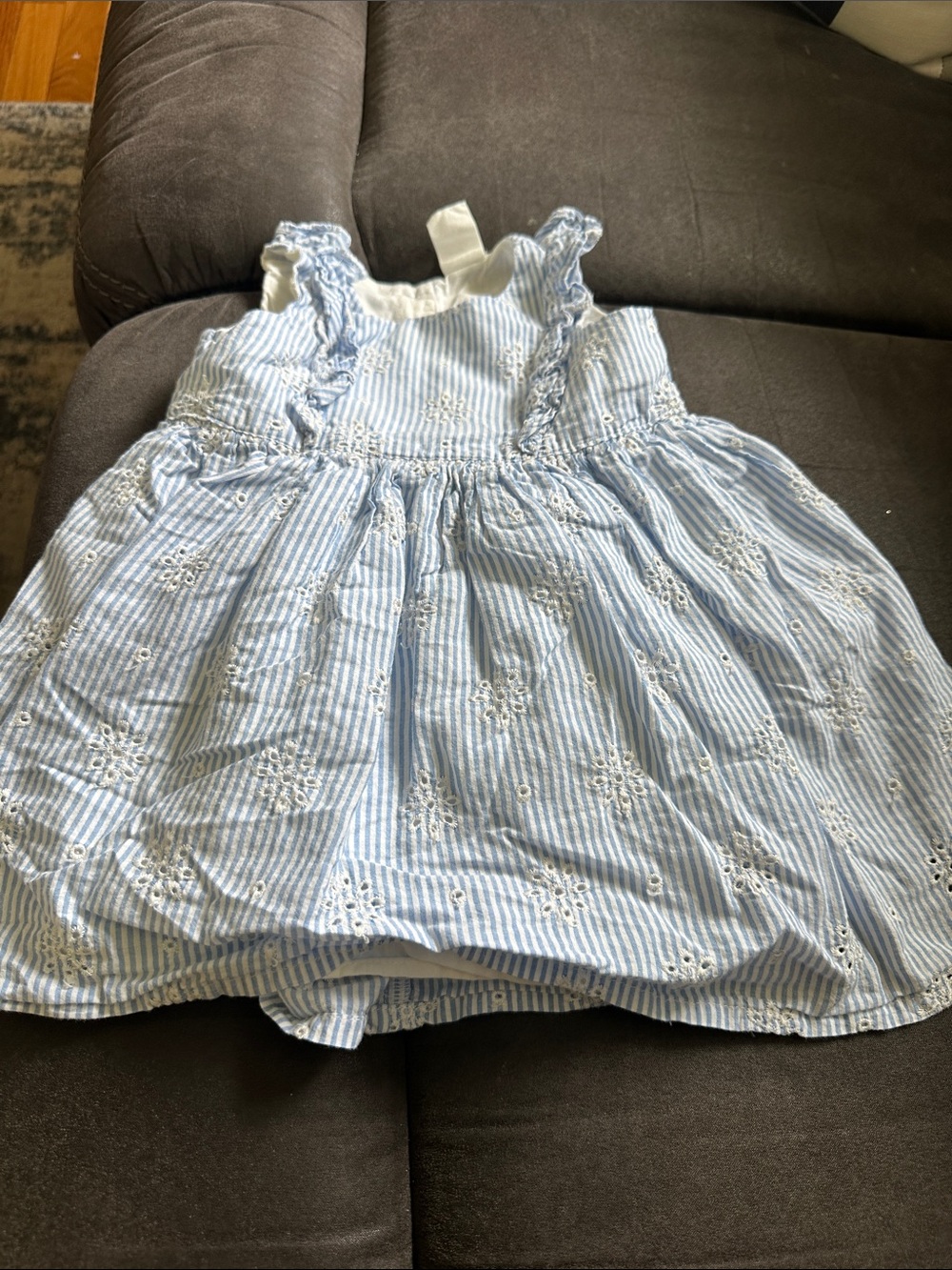 H&M Blue and White Striped Eyelet Sundress
